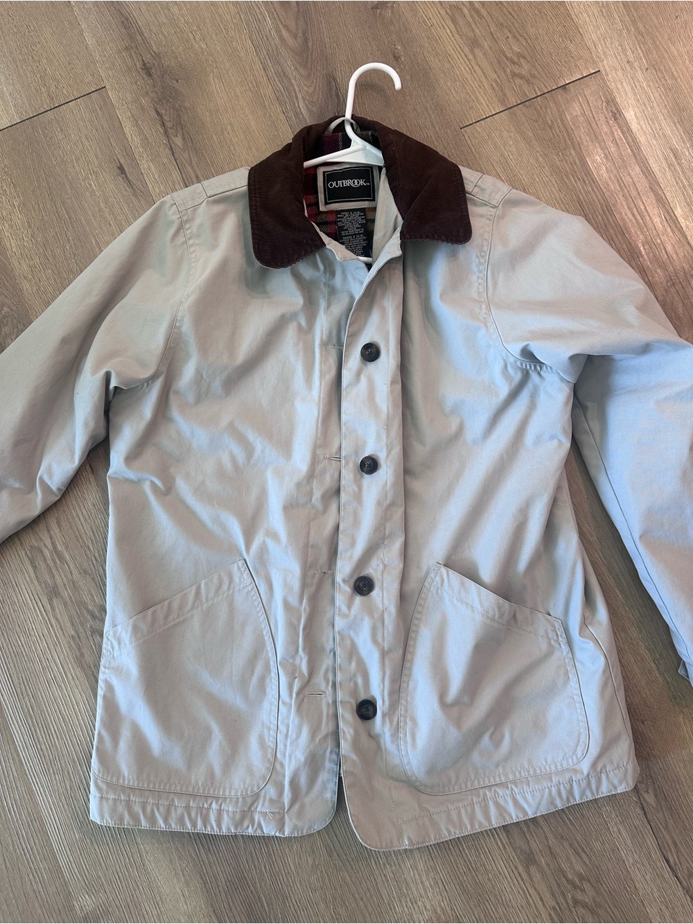 Womens small barn jacket with Brown Corduroy Collar